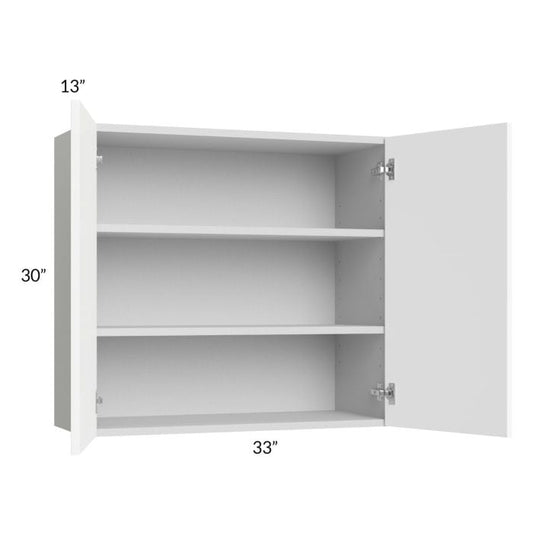 RTA Milan White Matte 33" x 30" Wall Cabinet with 1 Finished End Panel