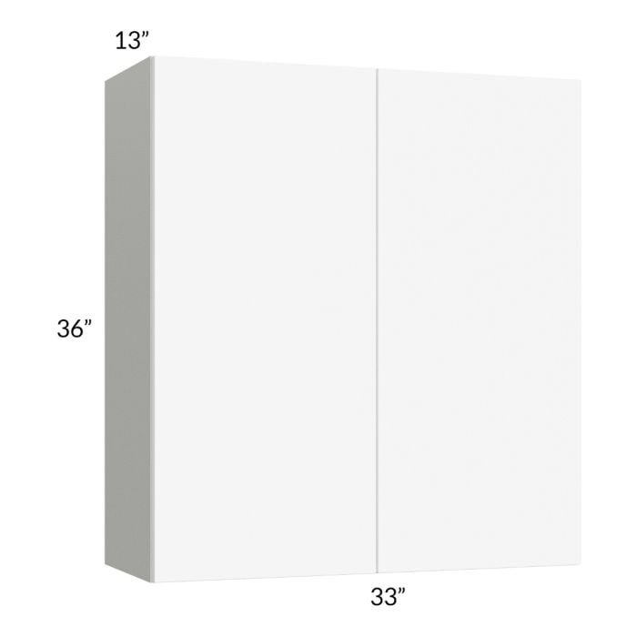 RTA Milan White Matte 33" x 36" Wall Cabinet with 1 Finished End Panel