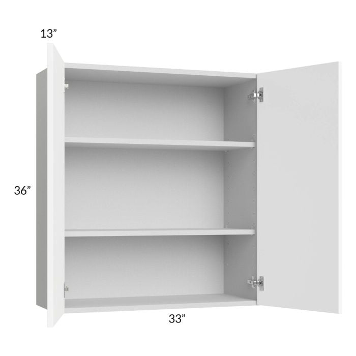 RTA Milan White Matte 33" x 36" Wall Cabinet with 1 Finished End Panel