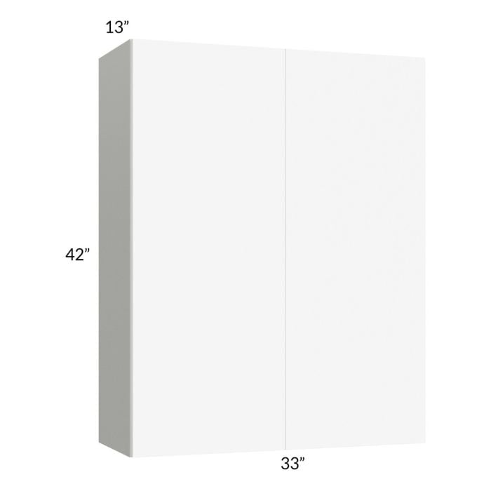 RTA Milan White Matte 33" x 42" Wall Cabinet with 1 Finished End Panel