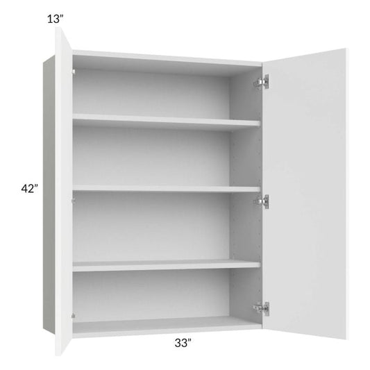 RTA Milan White Matte 33" x 42" Wall Cabinet with 1 Finished End Panel