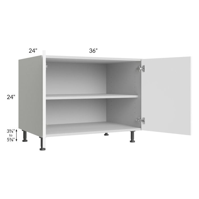 RTA Milan White Matte 36" 2-Door Range Top Base Cabinet with 1 Heat Shield