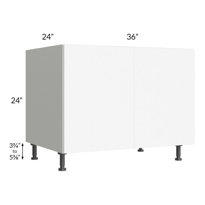 RTA Milan White Matte 36" 2-Door Range Top Base Cabinet with 2 Heat Shields