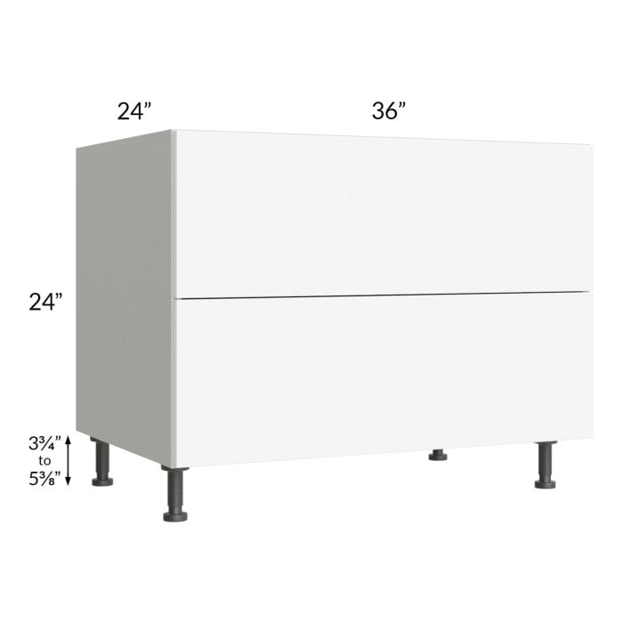 RTA Milan White Matte 36" 2-Drawer Range Top Base Cabinet