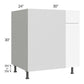 RTA Milan White Matte 36" - 39" Blind Base Corner Cabinet-Right-Hinged Door on Left
