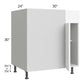 RTA Milan White Matte 36" - 39" Blind Base Corner Cabinet-Right-Hinged Door on Left with 2 Finished Sides