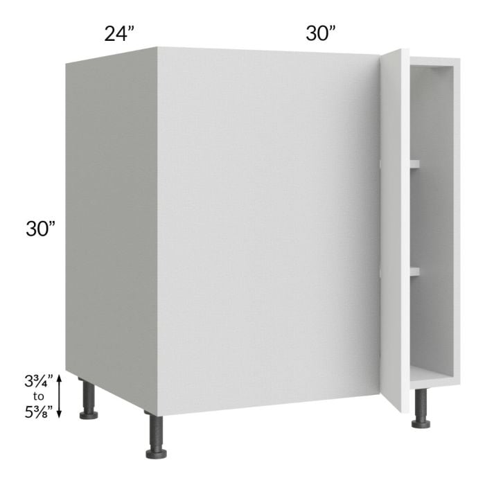 RTA Milan White Matte 36" - 39" Full Height Door Blind Base Corner Cabinet-Left-Hinged Door on Right with 2 Finished Sides