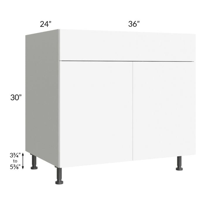 RTA Milan White Matte 36" Base Cabinet with 1 Finished Side