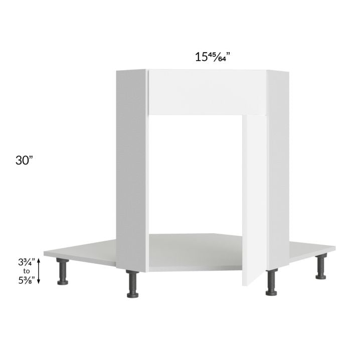 RTA Milan White Matte 36" Diagonal Corner Sink Front-Left Hinged