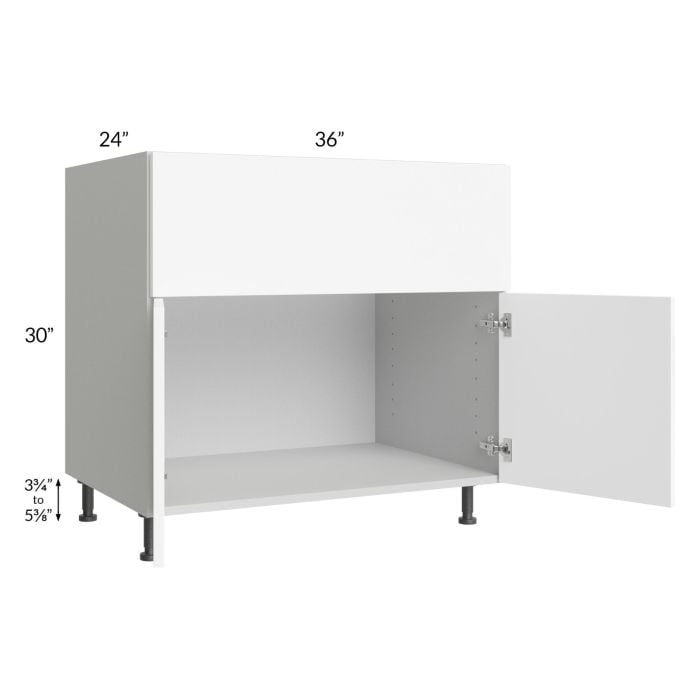 RTA Milan White Matte 36" Farm Sink Base Cabinet with 1 Finished Side