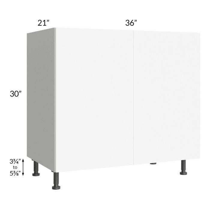 RTA Milan White Matte 36" Full Height Door Vanity Sink Base Cabinet with 1 Finished Side