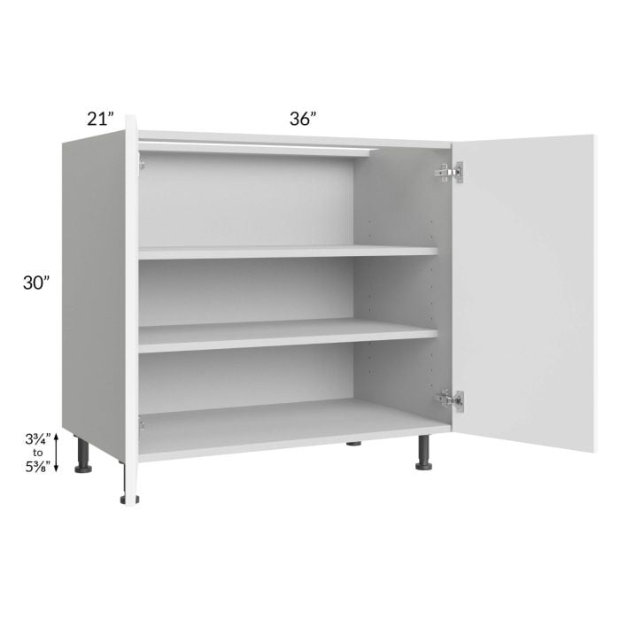 RTA Milan White Matte 36" Full Height Door Vanity Sink Base Cabinet with 1 Finished Side
