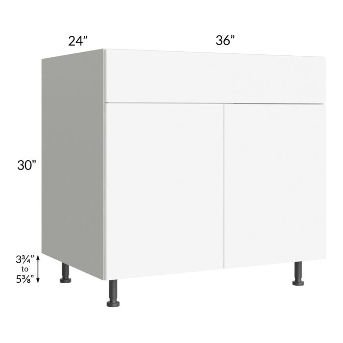 RTA Milan White Matte 36" Sink Base Cabinet with 1 Finished Side