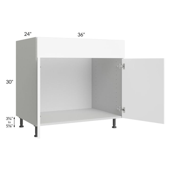 RTA Milan White Matte 36" Sink Base Cabinet with 1 Finished Side