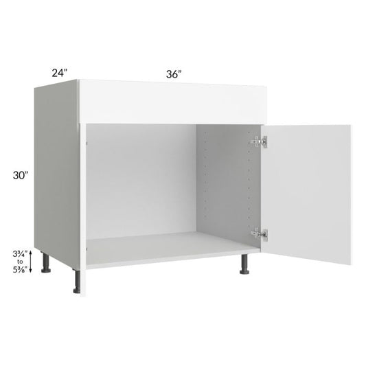 RTA Milan White Matte 36" Sink Base Cabinet with 1 Finished Side