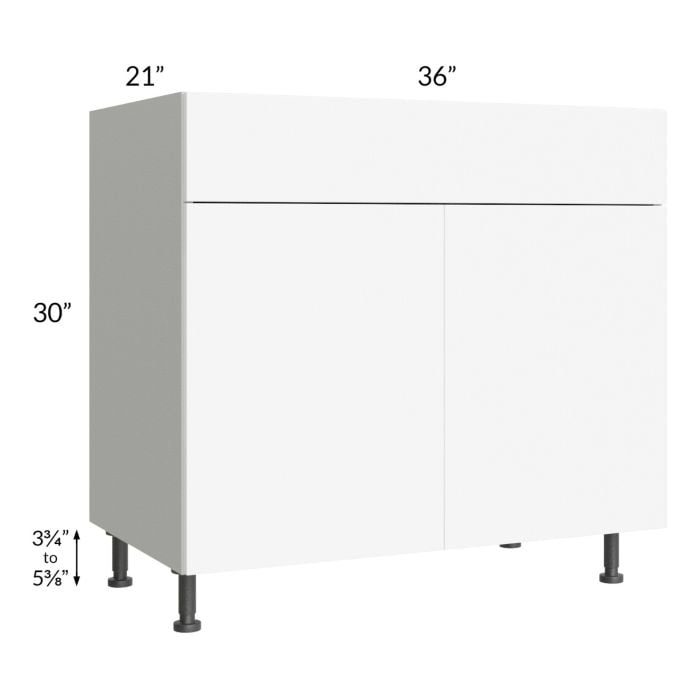 RTA Milan White Matte 36" Vanity Sink Base Cabinet with 2 Finished Sides