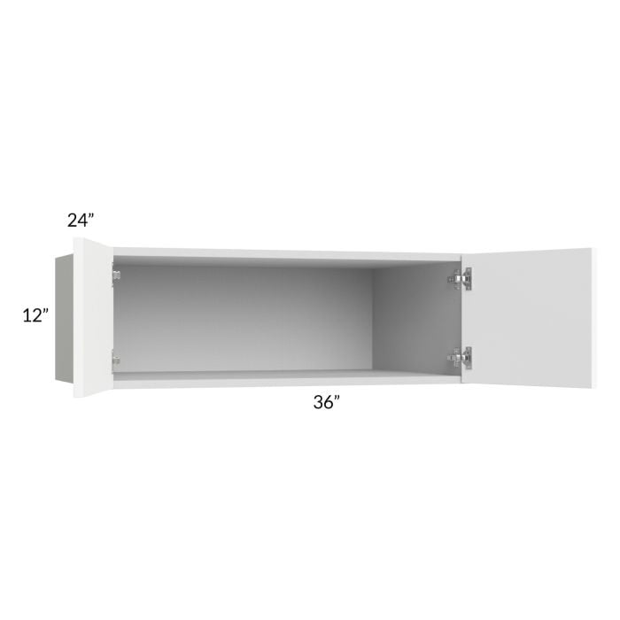 RTA Milan White Matte 36" x 12" x 24" Wall Cabinet with 1 Finished End Panel
