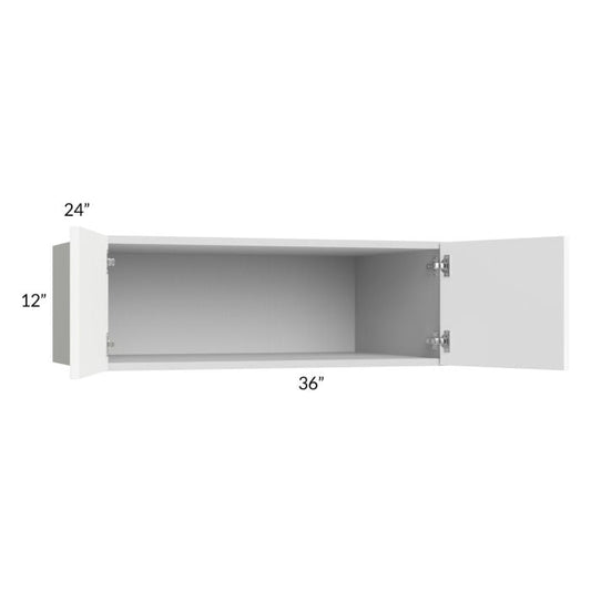 RTA Milan White Matte 36" x 12" x 24" Wall Cabinet with 2 Finished End Panels