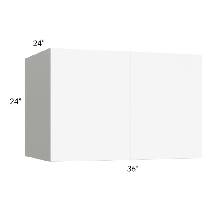 RTA Milan White Matte 36" x 24" x 24" Wall Cabinet with 1 Finished End Panel