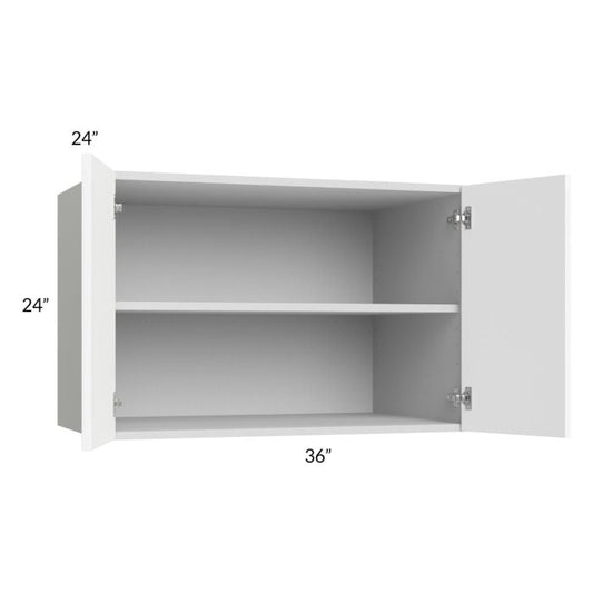 RTA Milan White Matte 36" x 24" x 24" Wall Cabinet with 1 Finished End Panel