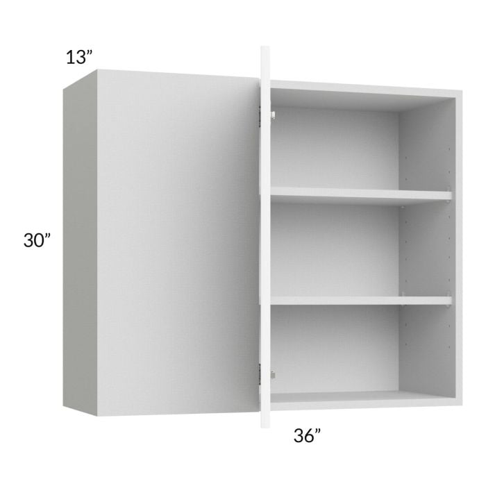 RTA Milan White Matte 36" x 30" Blind Corner Wall Cabinet-Left-Hinged Door on Right