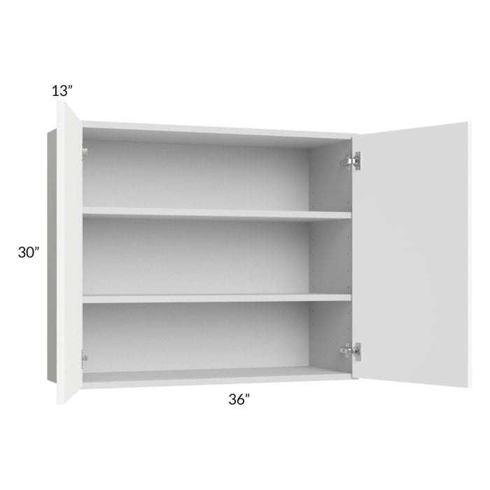 RTA Milan White Matte 36" x 30" Wall Cabinet with 1 Finished End Panel