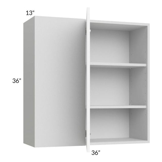 RTA Milan White Matte 36" x 36" Blind Corner Wall Cabinet-Left-Hinged Door on Right with 2 Finished End Panels