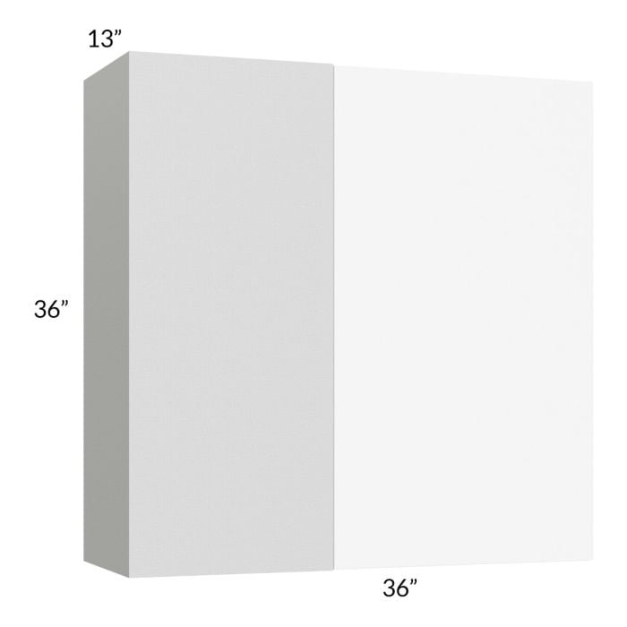 RTA Milan White Matte 36" x 36" Blind Corner Wall Cabinet-Right-Hinged Door on Left
