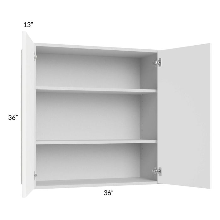 RTA Milan White Matte 36" x 36" Wall Cabinet with 1 Finished End Panel