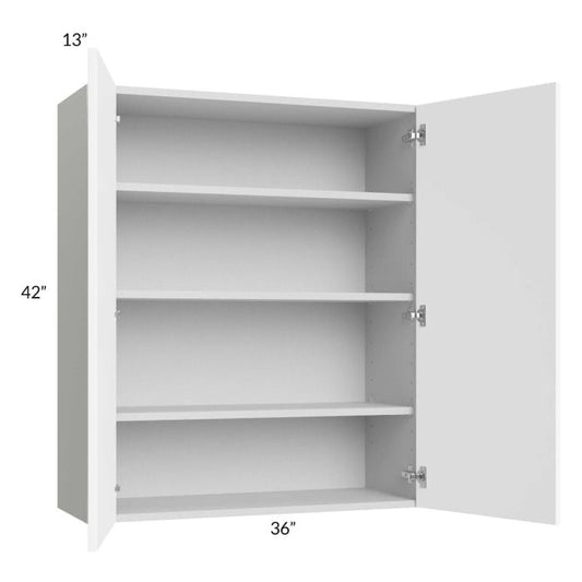 RTA Milan White Matte 36" x 42" Wall Cabinet with 1 Finished End Panel