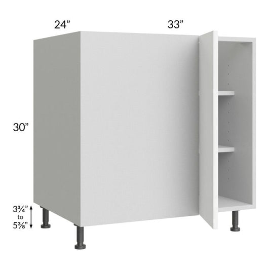 RTA Milan White Matte 39" - 42" Full Height Door Blind Base Corner Cabinet-Left-Hinged Door on Right with 2 Finished Sides