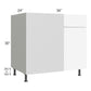 RTA Milan White Matte 42" - 45" Blind Base Corner Cabinet-Right-Hinged Door on Left with 2 Finished Sides and Soft Close Blind Pull-Out Shelves