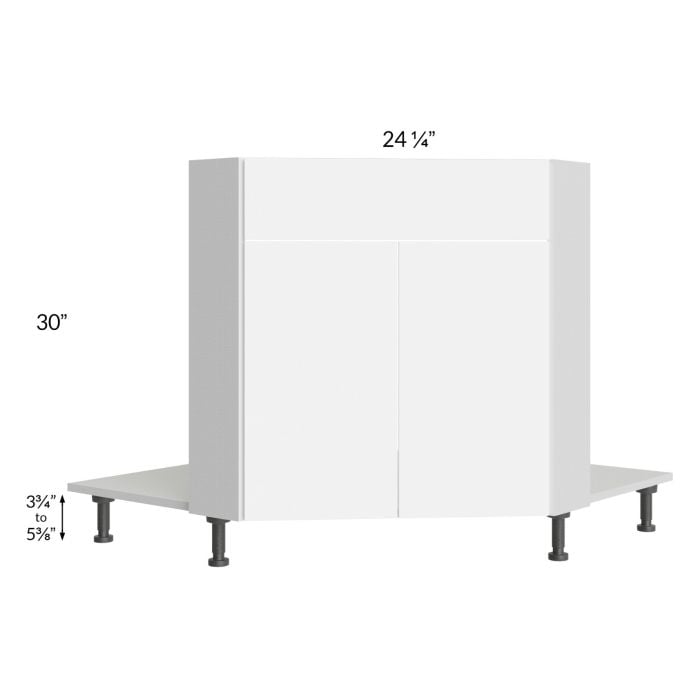 RTA Milan White Matte 42" Full Height Door Diagonal Corner Sink Front with Sink Tilt-Out