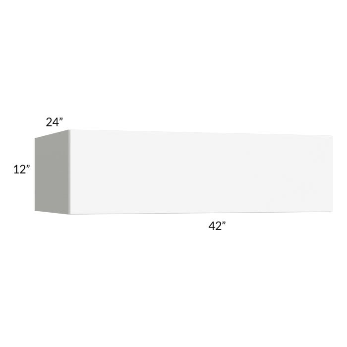 RTA Milan White Matte 42" x 12" x 24" Lift-Up Door Wall Cabinet with 1 Finished End Panel