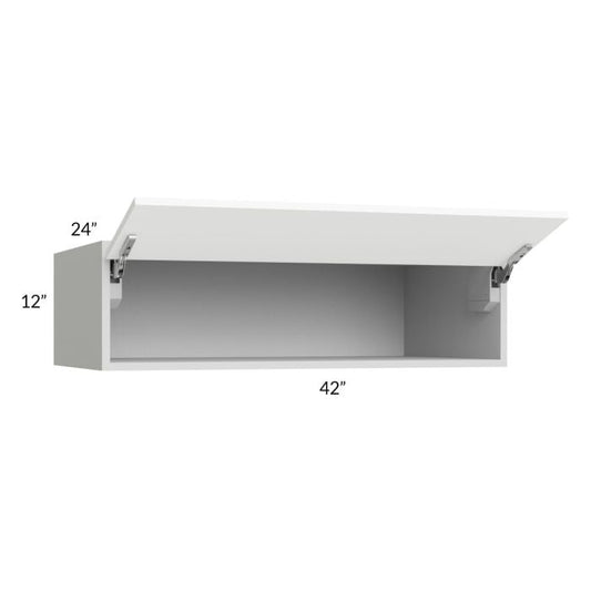 RTA Milan White Matte 42" x 12" x 24" Lift-Up Door Wall Cabinet with 2 Finished End Panels