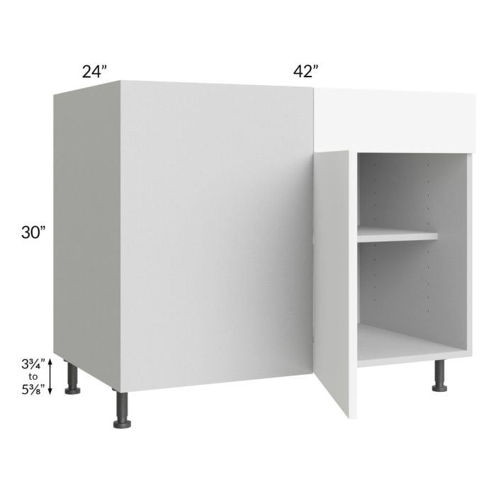 RTA Milan White Matte 48" - 51" Blind Base Corner Cabinet-Right-Hinged Door on Left