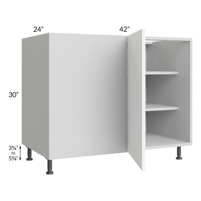 RTA Milan White Matte 48" - 51" Full Height Door Blind Base Corner Cabinet-Left-Hinged Door on Right with Soft Close Blind Pull-Out Shelves