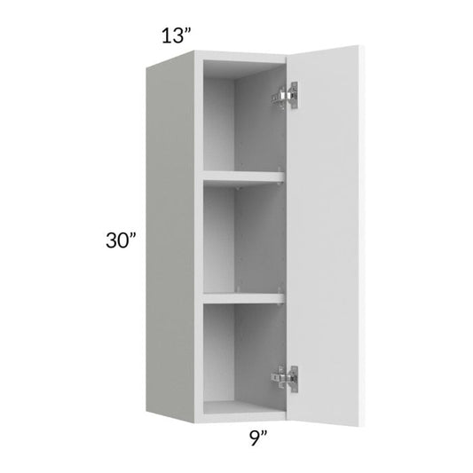 RTA Milan White Matte 9" x 30" Wall Cabinet-Left Hinged with 2 Finished Sides