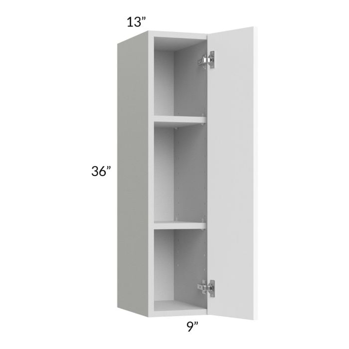 RTA Milan White Matte 9" x 36" Wall Cabinet-Left Hinged with 1 Finished Side