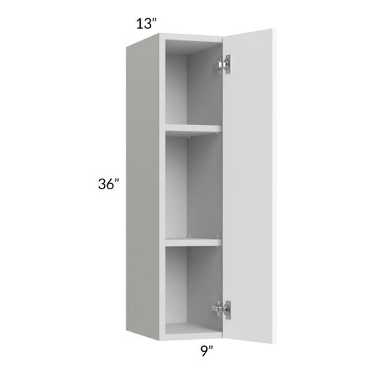 RTA Milan White Matte 9" x 36" Wall Cabinet-Right Hinged with 1 Finished Side