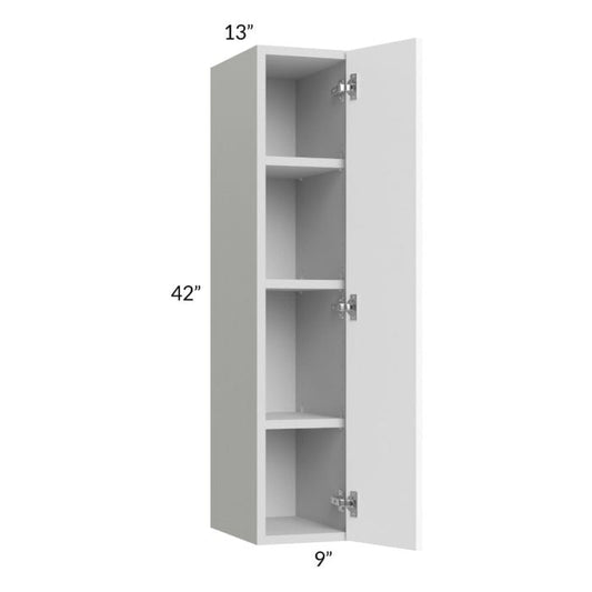 RTA Milan White Matte 9" x 42" Wall Cabinet-Left Hinged with 2 Finished Sides