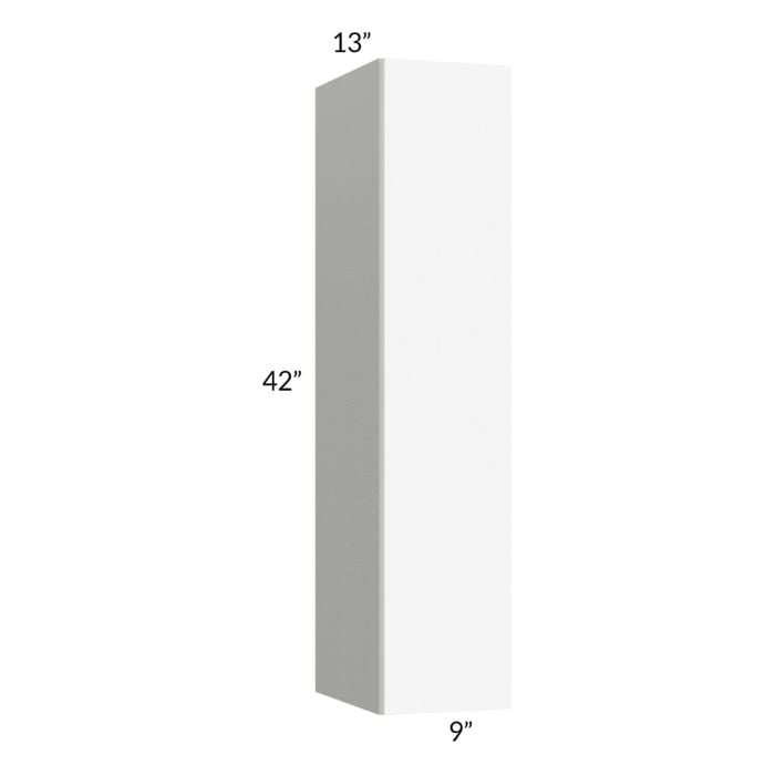 RTA Milan White Matte 9" x 42" Wall Cabinet-Right Hinged with 1 Finished Side