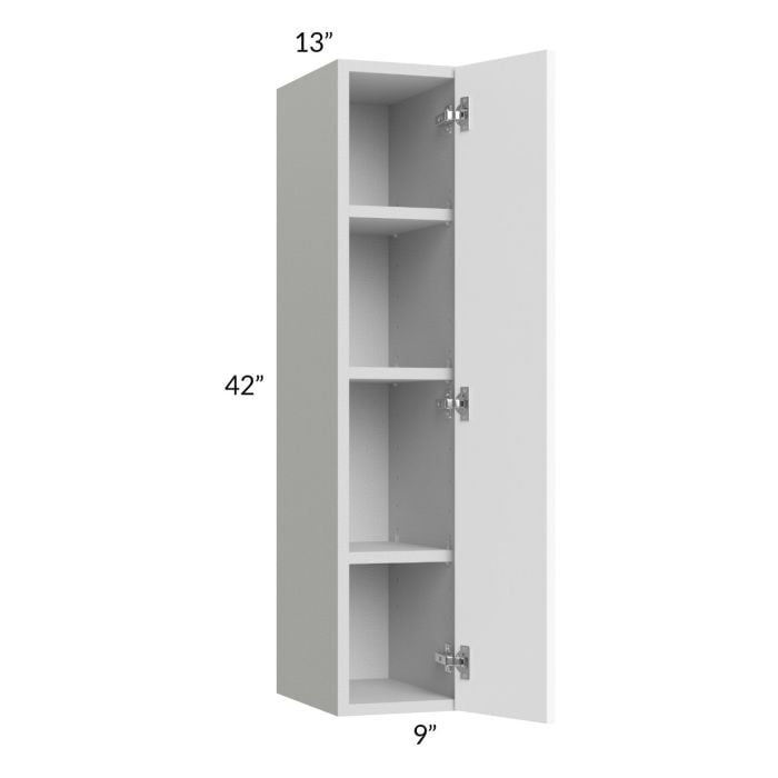 RTA Milan White Matte 9" x 42" Wall Cabinet-Right Hinged with 2 Finished Sides