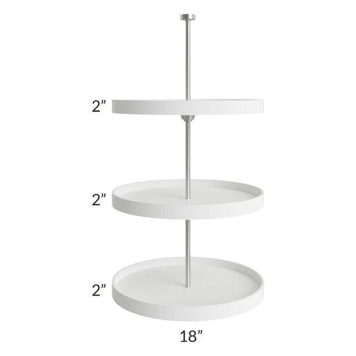 RTA Milan White Matte Plastic Lazy Susan Insert for a 24" x 36" or 24" x 42" Diagonal Corner Wall Cabinet