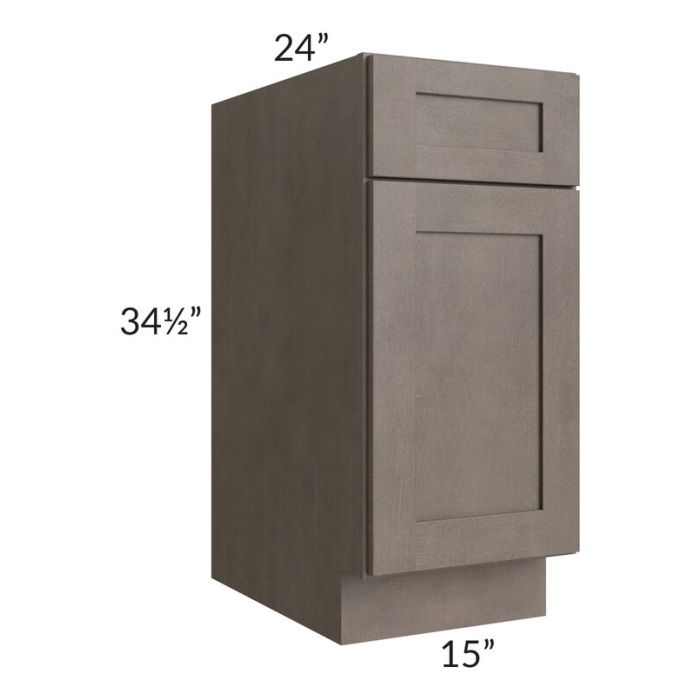 RTA Natural Grey Shaker 15" Base Cabinet with 1 Roll Out Tray and 2 Decorative End Panels