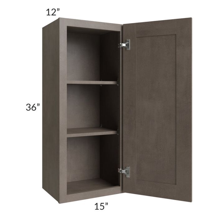 RTA Natural Grey Shaker 15" x 36" Wall Cabinet with 2 Decorative End Panels