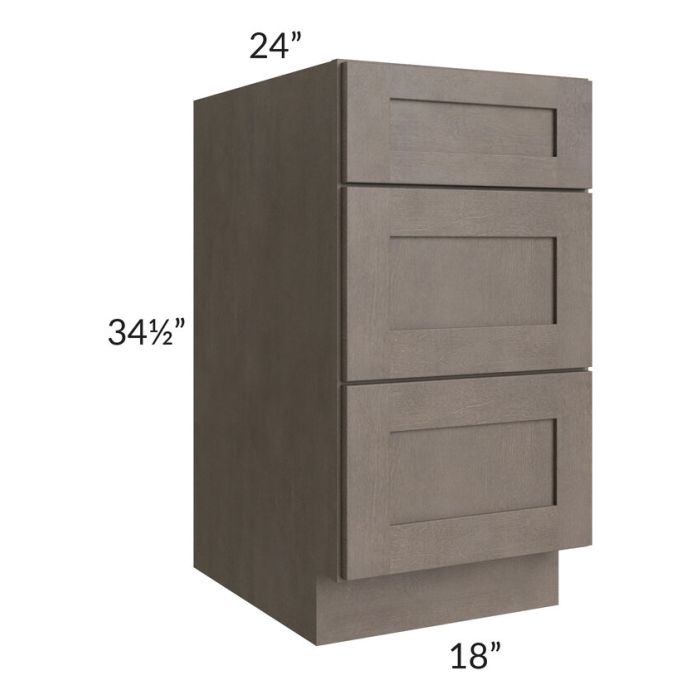 RTA Natural Grey Shaker 18" Drawer Base Cabinet with 2 Decorative End Panels