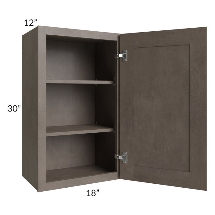 RTA Natural Grey Shaker 18" x 30" Wall Cabinet with 1 Decorative End Panel