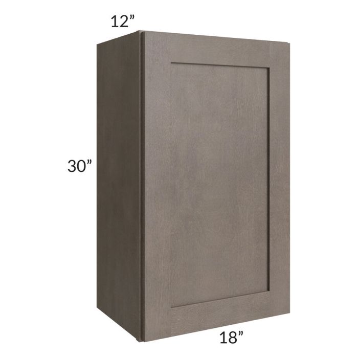 RTA Natural Grey Shaker 18" x 30" Wall Cabinet with 1 Decorative End Panel