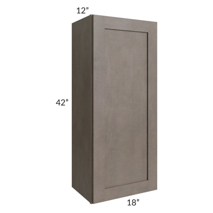 RTA Natural Grey Shaker 18" x 42" Wall Cabinet with 1 Decorative End Panel and Glass Door